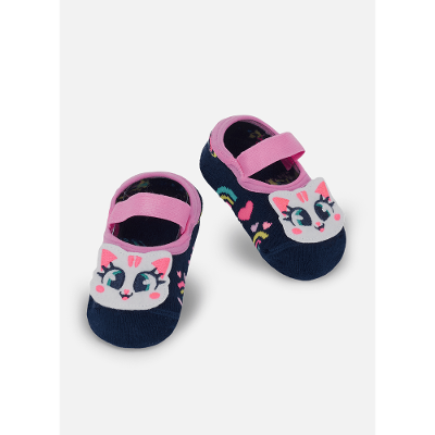 Meia Sapatilha Antiderrapante Bebê Menina Gata