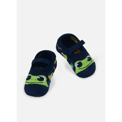 Meia Sapatilha Antiderrapante Bebê Menino Sapo