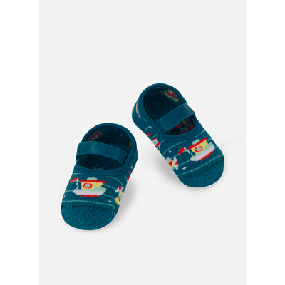 Meia Sapatilha Antiderrapante Bebê Menino Barcos