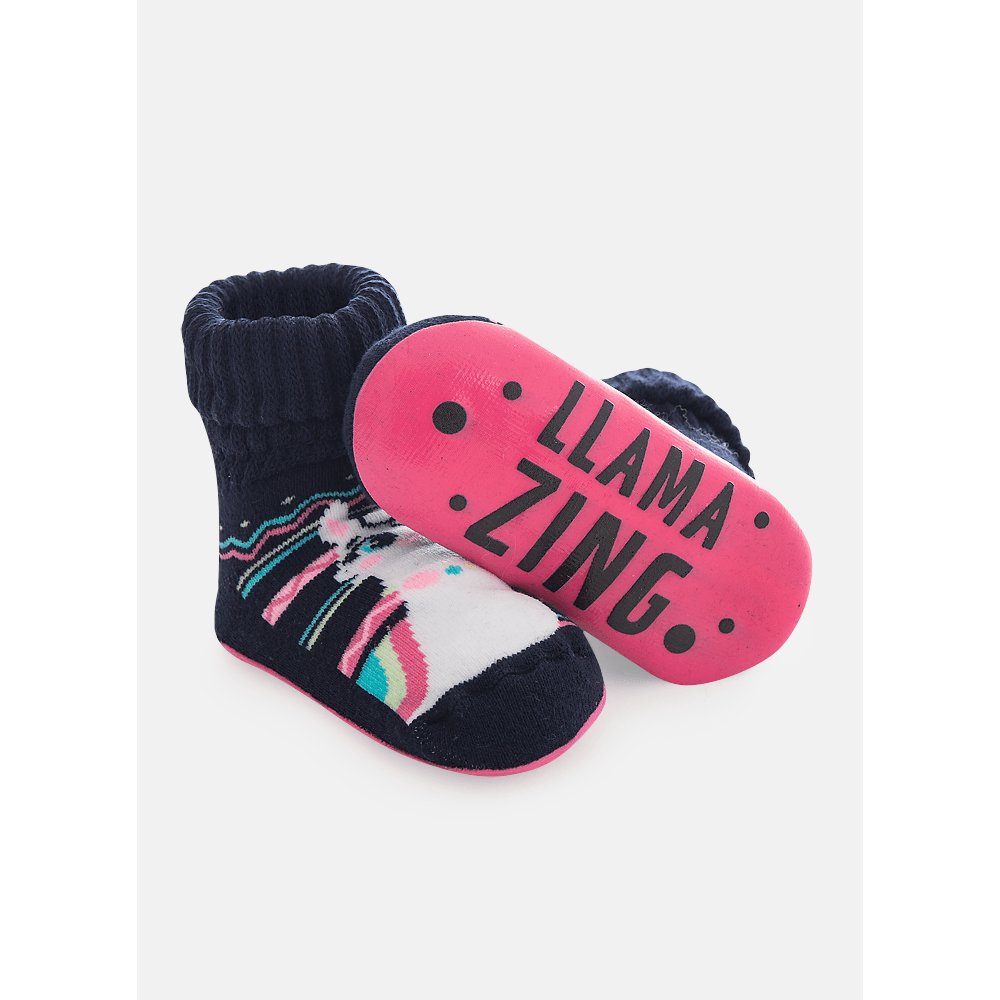 Meia Botinha com Sola Emborrachada Bebê Menina Lhama - 2