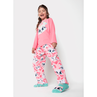 Pijama Manga Longa Menina Gata