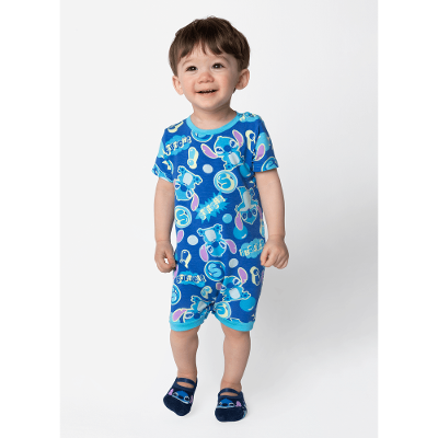 Macacão Manga Curta Viscolycra Bebê Unissex Stitch