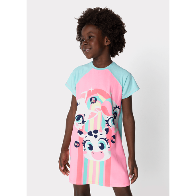 Camisola Manga Curta Viscolycra Menina Multibichos