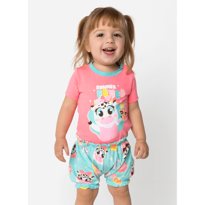 Pijama Manga Curta Viscolycra Bebê Menina Vaca Summer