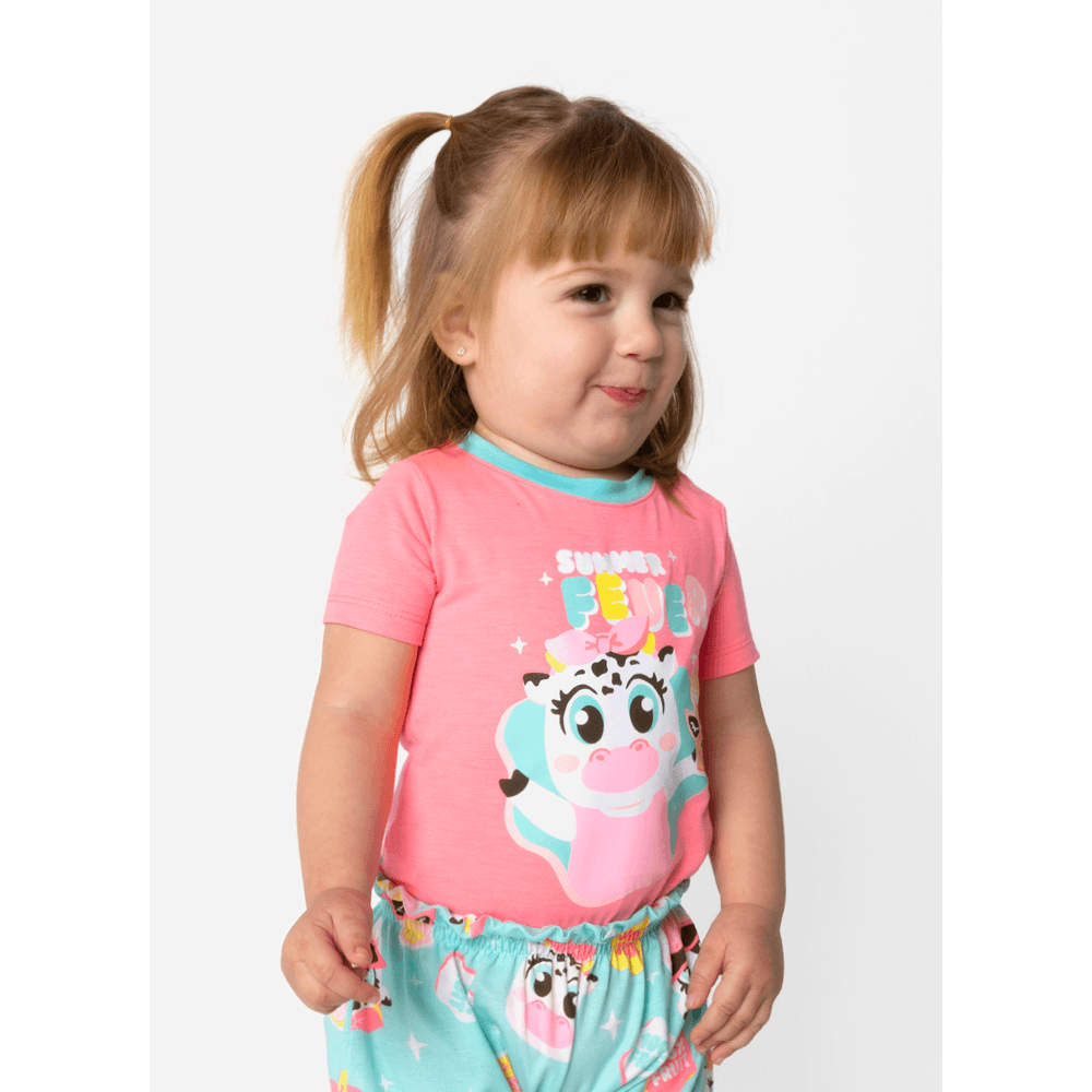 Pijama Manga Curta Viscolycra Bebê Menina Vaca Summer - 3