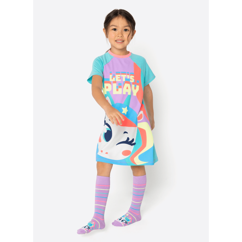 Camisola Manga Curta Viscolycra Menina Unicórnio Tênis - 1