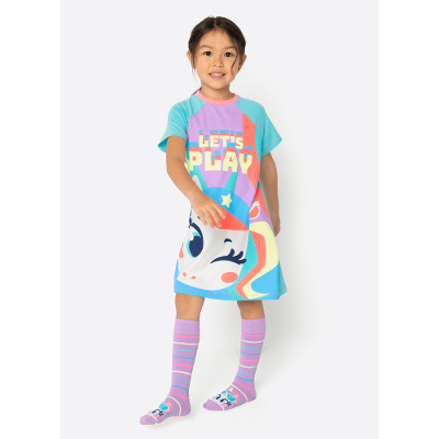 Camisola Manga Curta Viscolycra Menina Unicórnio Tênis