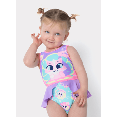 Maiô com Proteção Solar Bebê Menina Gata Sereia