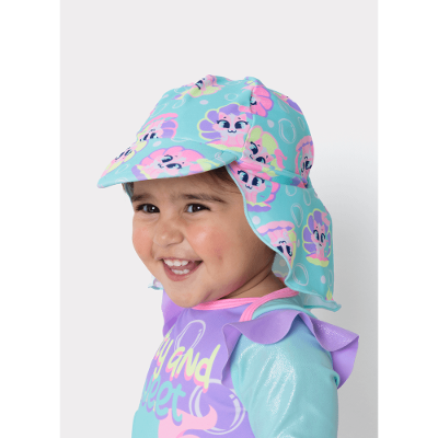 Chapéu com Proteção Solar Bebê Menina Gata Sereia