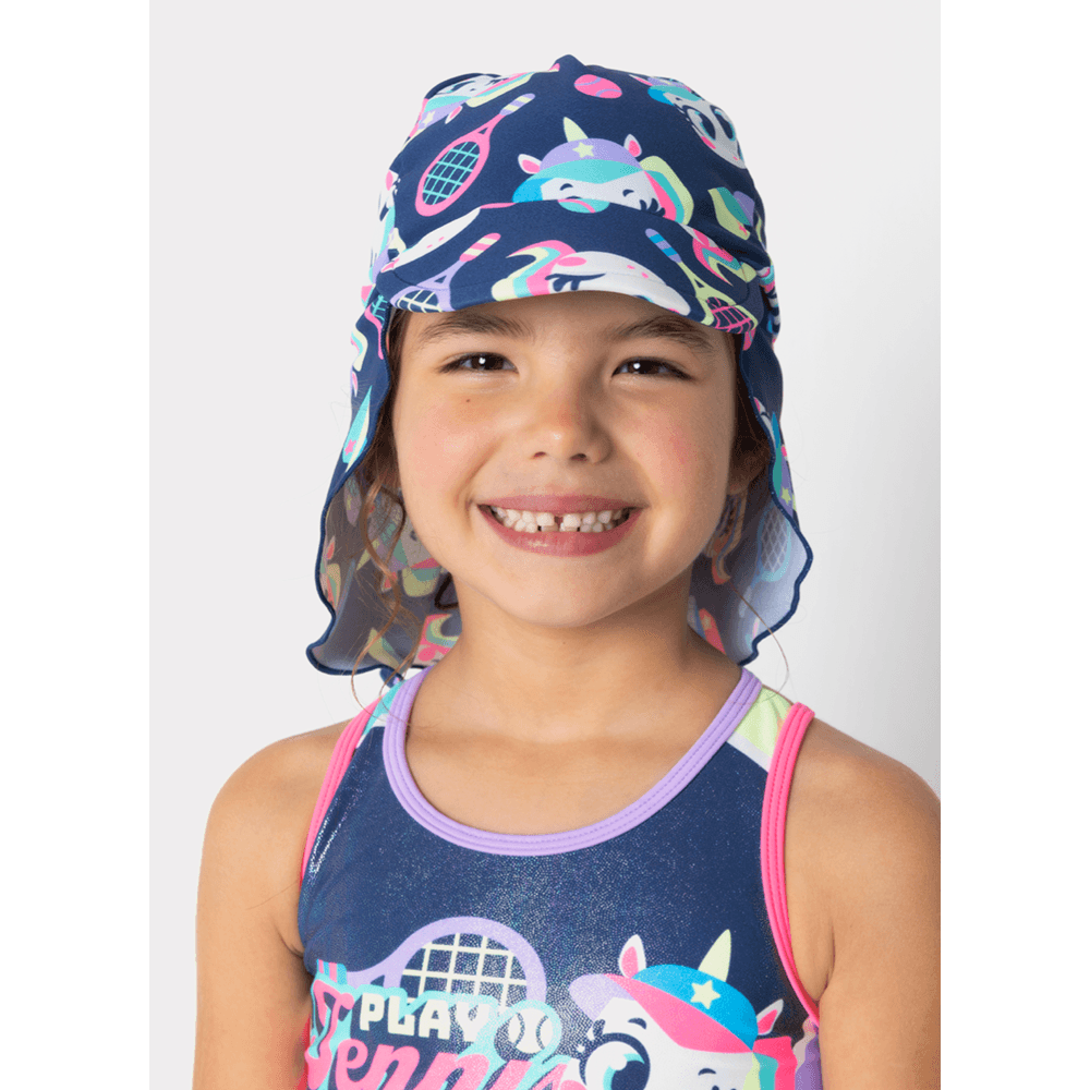 Chapéu Com Proteção Solar Menina Unicórnio Tênis - 1