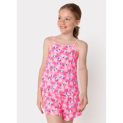 Pijama Regata Microfibra Menina Teen Panda Romântico