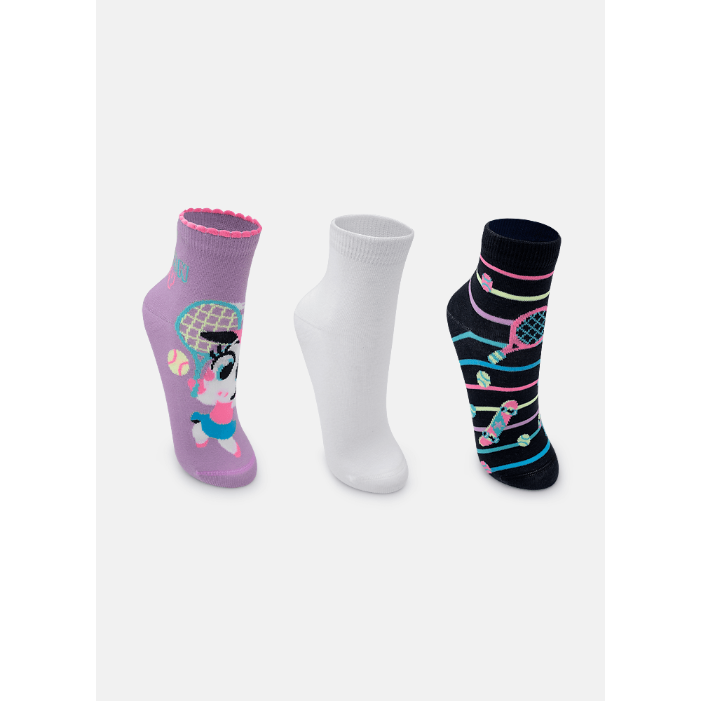 Kit com 3 Meias Cano Curto Feminina Unicórnio Tênis - 2