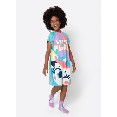 Camisola Manga Curta Viscolycra Menina Teen Unicórnio Tênis