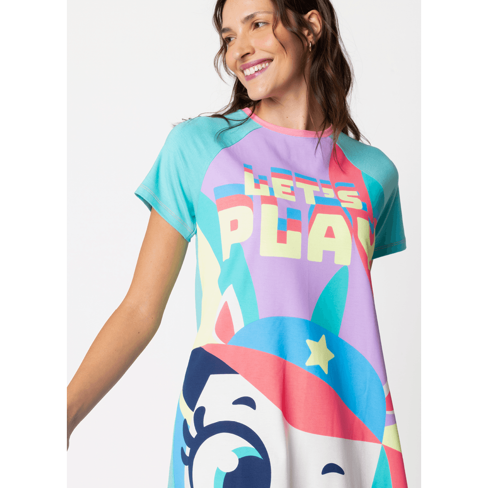 Camisola Manga Curta Viscolycra Feminina Unicórnio Tênis - 2