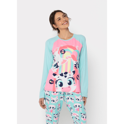 Pijama Manga Longa Viscolycra Feminino Multibichos