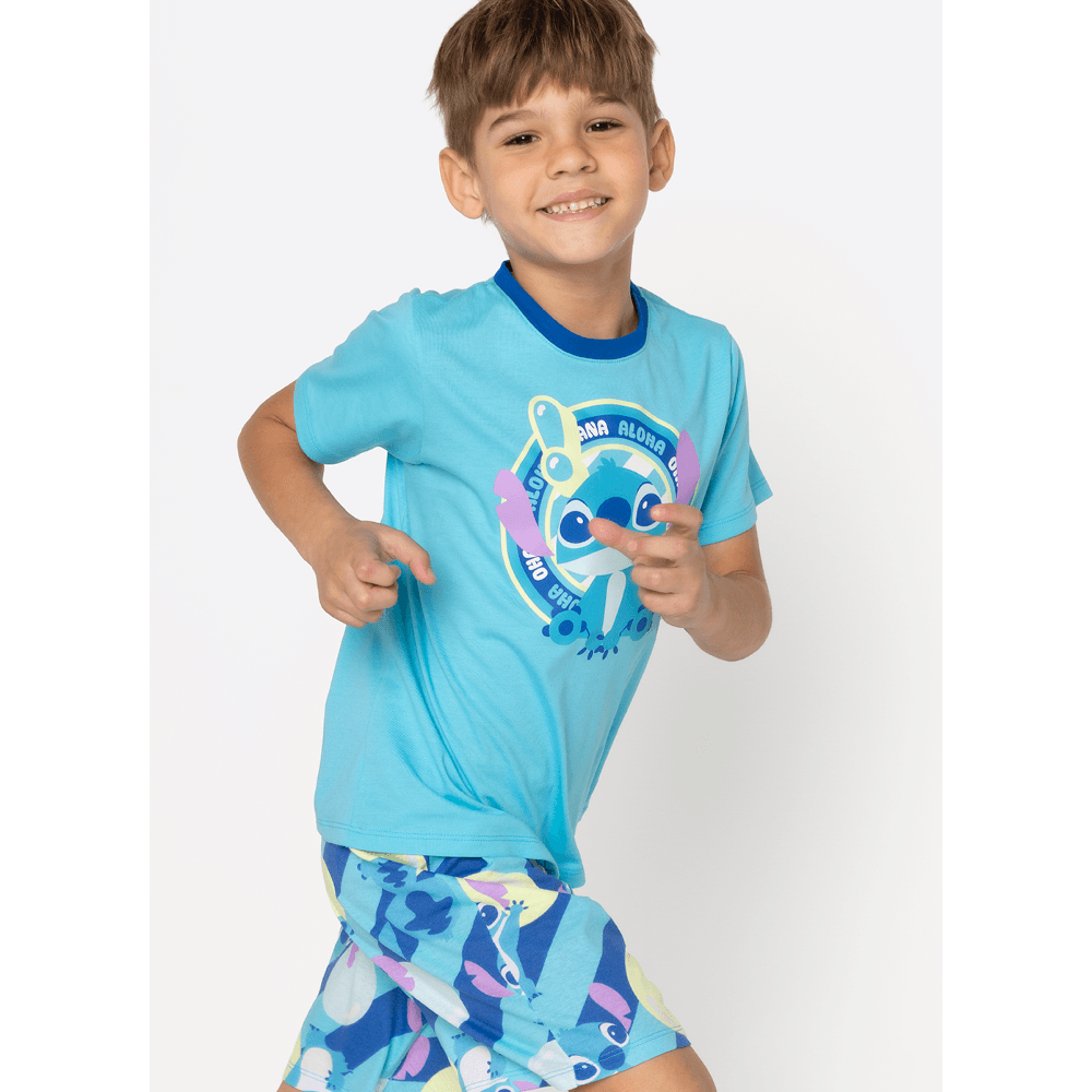 Pijama Manga Curta Algodão Menino Stitch - 3