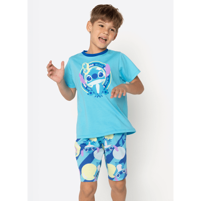 Pijama Manga Curta Algodão Menino Stitch