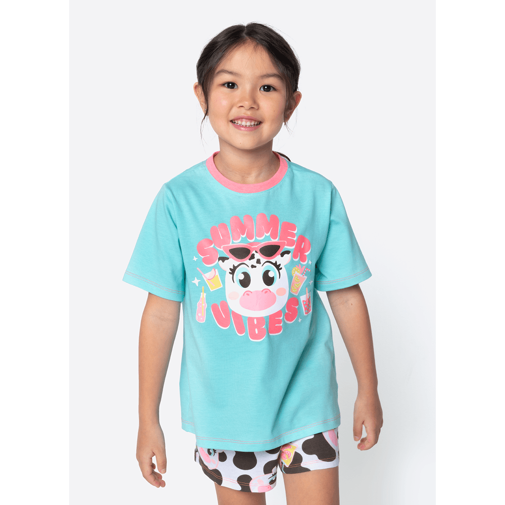 Pijama Manga Curta Algodão Menina Vaca Summer - 1