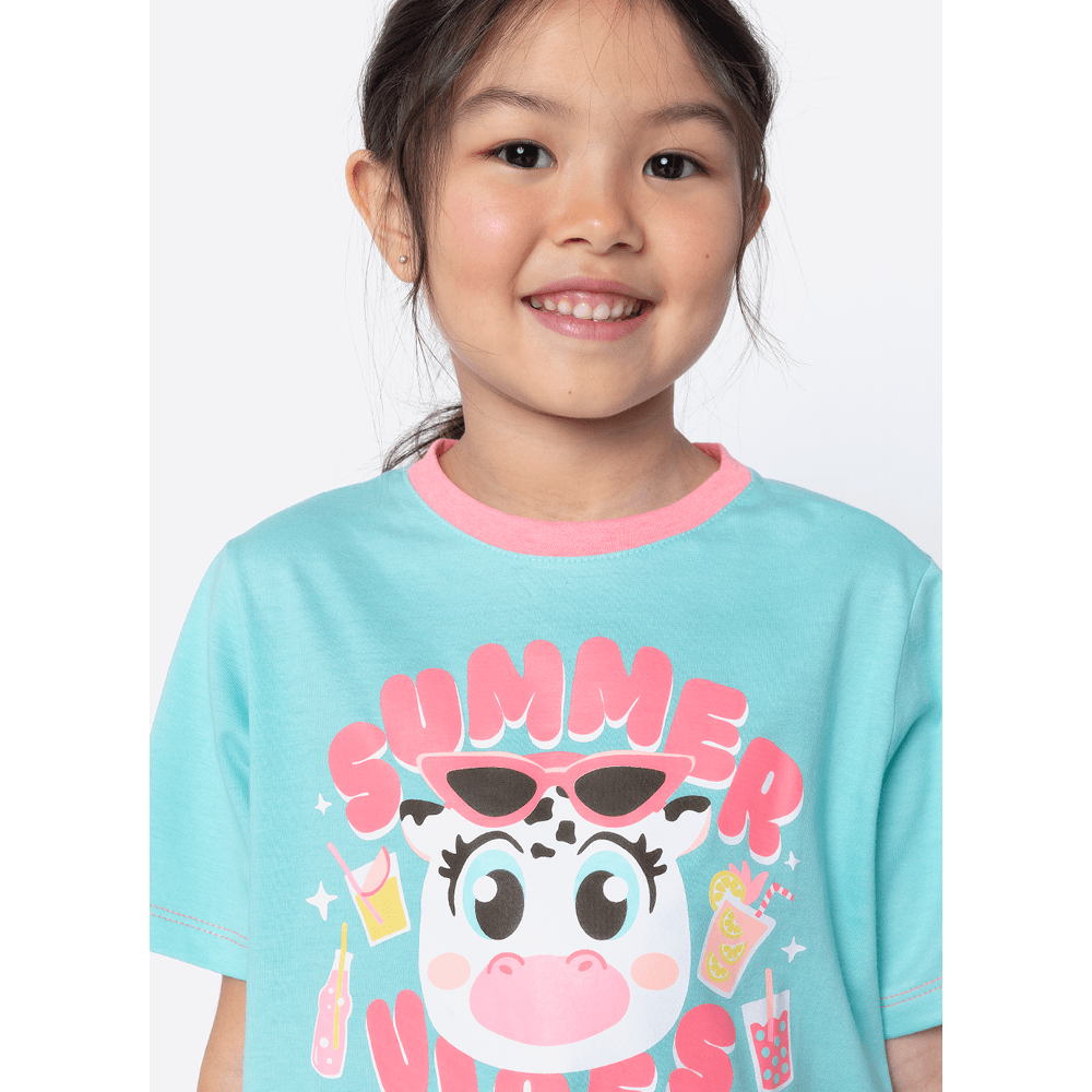 Pijama Manga Curta Algodão Menina Vaca Summer - 2