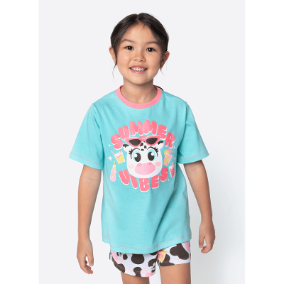 Pijama Manga Curta Algodão Menina Vaca Summer