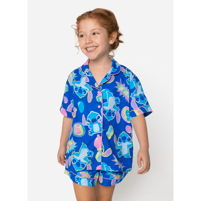Pijama Manga Curta Viscose Menina Stitch