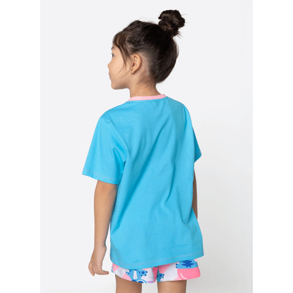 Pijama Manga Curta Algodão Menina Stitch - 3