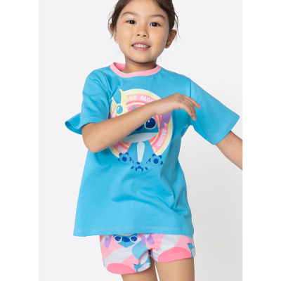 Pijama Manga Curta Algodão Menina Stitch