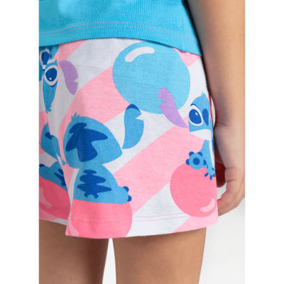 Pijama Manga Curta Algodão Menina Stitch