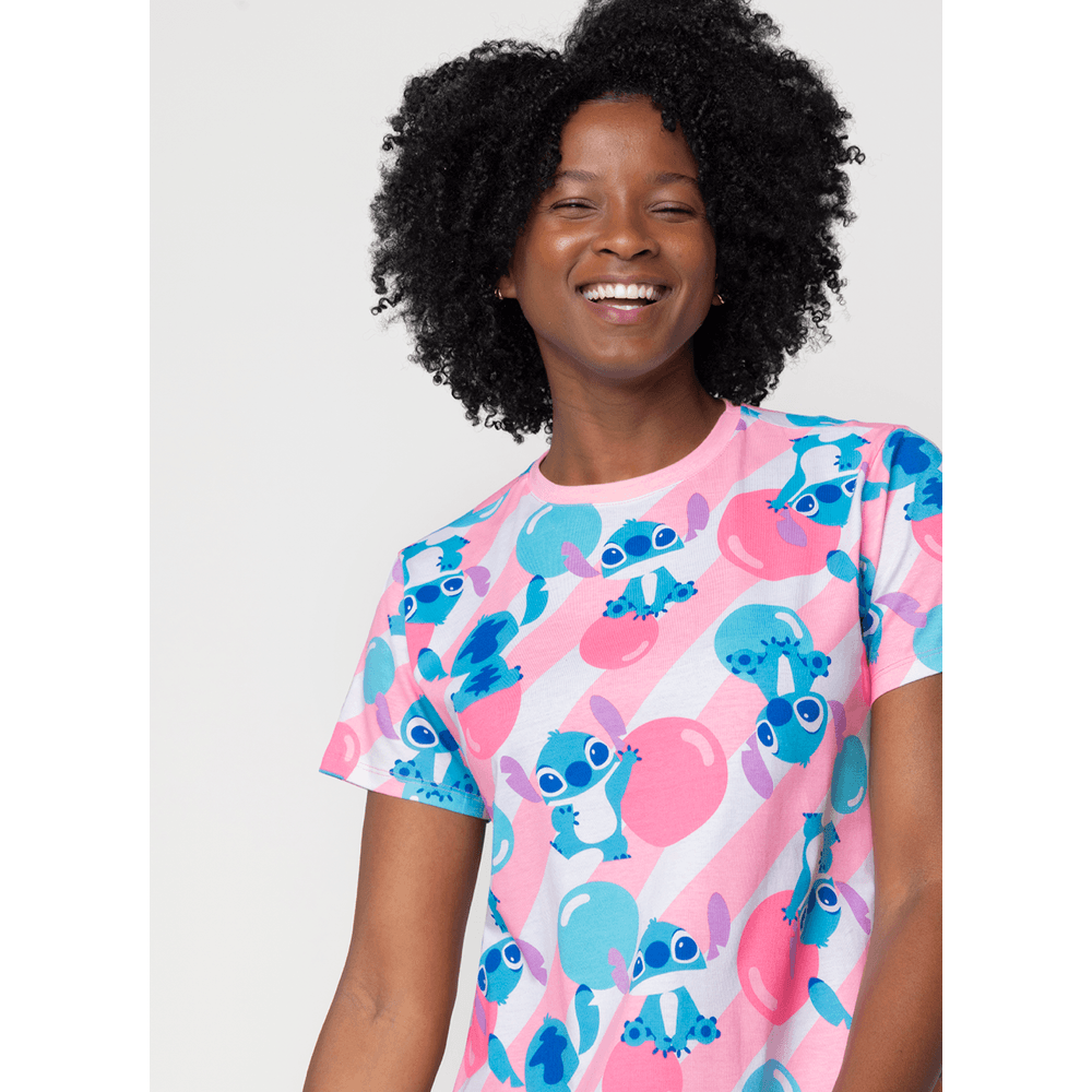 Camisola Manga Curta Algodão Feminina Stitch - 2