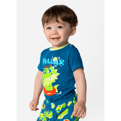 Pijama Manga Curta Viscolycra Bebê Menino Jacaré Relax