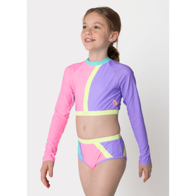 Conjunto Cropped e Calcinha com Proteção Solar Menina Teen Colorfull