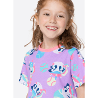 Camisola Manga Curta Algodão Menina Unicórnio Tênis - 2