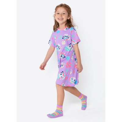 Camisola Manga Curta Algodão Menina Unicórnio Tênis