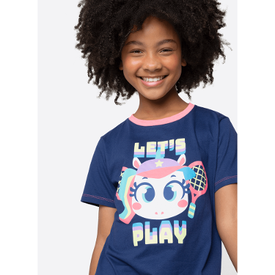 Camisola Manga Curta Menina Teen Unicórnio Tênis