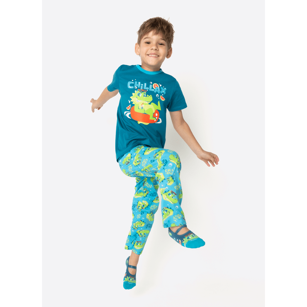 Pijama Manga Curta Algodão Menino Jacaré Relax - 1