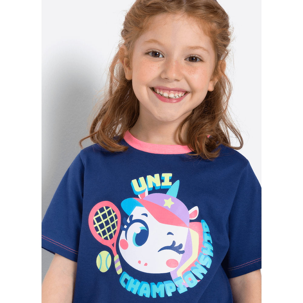 Pijama Manga Curta Algodão Menina Unicórnio Tênis - 2