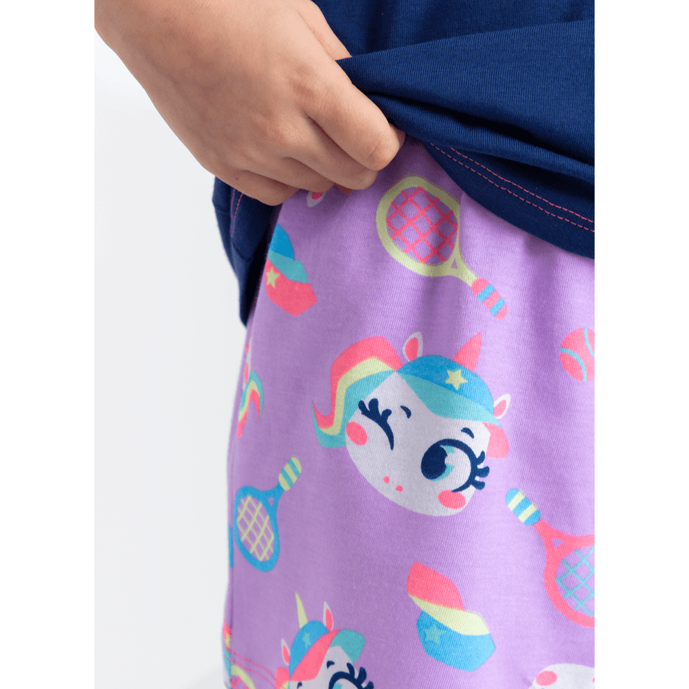 Pijama Manga Curta Algodão Menina Unicórnio Tênis - 3