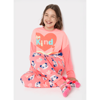 Pijama Manga Longa Viscolycra Menina Teen Panda Romântico - 4