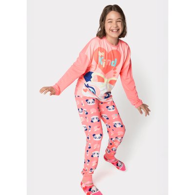 Pijama Manga Longa Viscolycra Menina Teen Panda Romântico