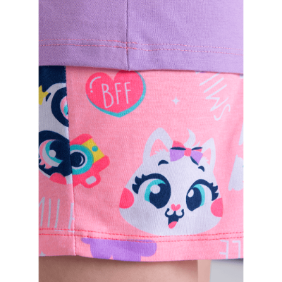 Pijama Manga Curta Algodão Menina Teen Multibichos Best Friend