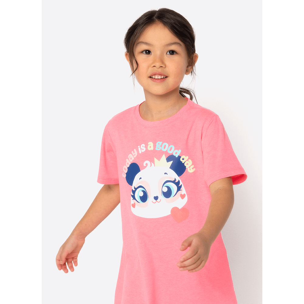 Camisola Manga Curta Algodão Menina Panda Romântico - 3