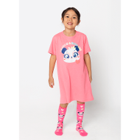 Camisola Manga Curta Algodão Menina Panda Romântico - 1