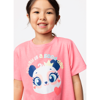 Camisola Manga Curta Algodão Menina Panda Romântico - 2