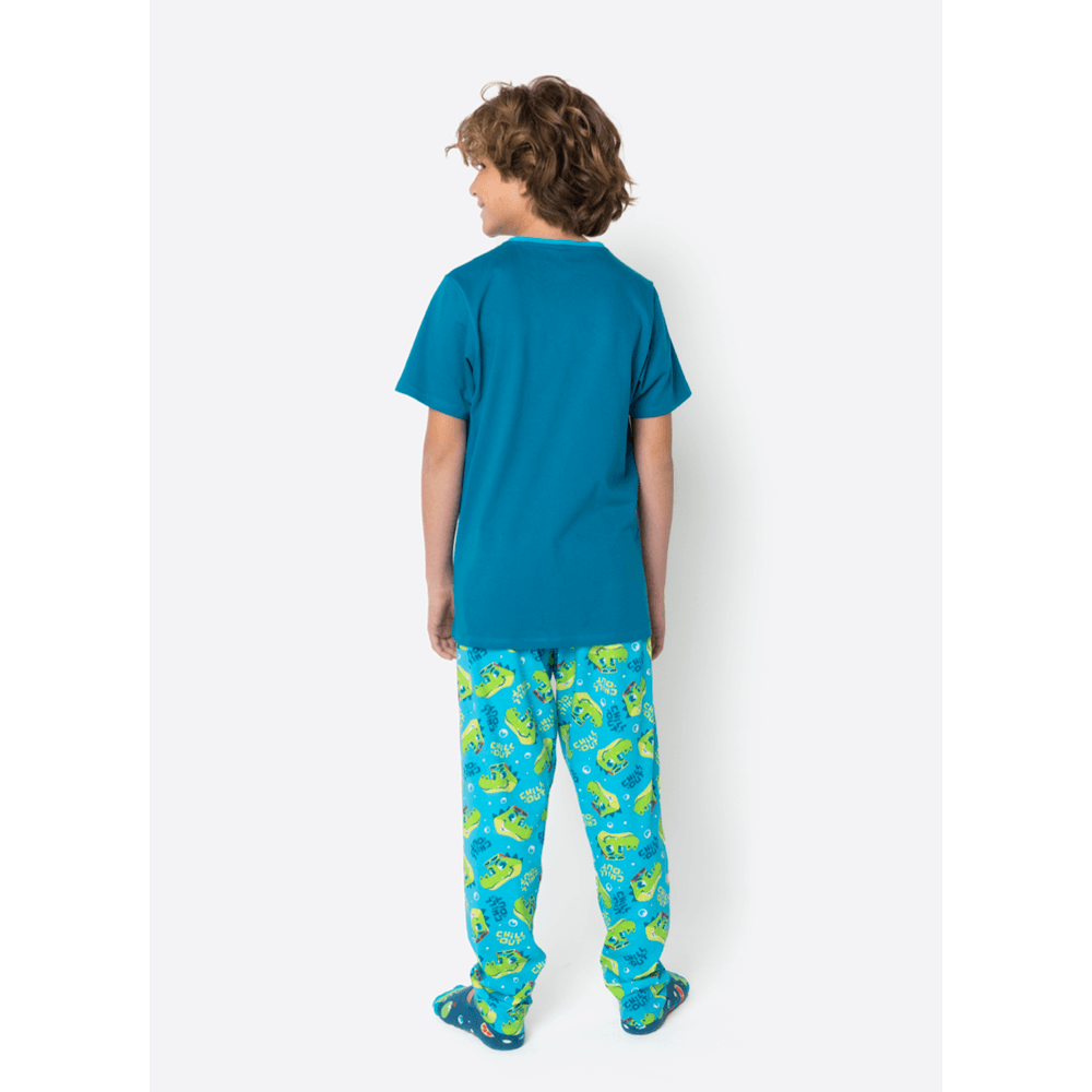 Pijama Manga Curta Algodão Menino Teen Jacaré Relax - 3