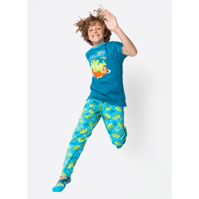 Pijama Manga Curta Algodão Menino Teen Jacaré Relax