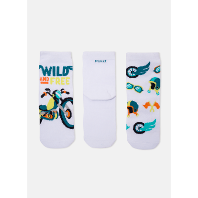 Kit com 3 meias Menino Bicicleta