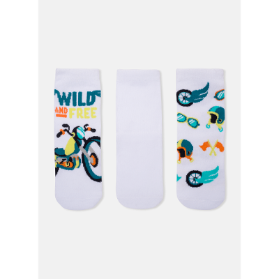 Kit com 3 meias Menino Bicicleta