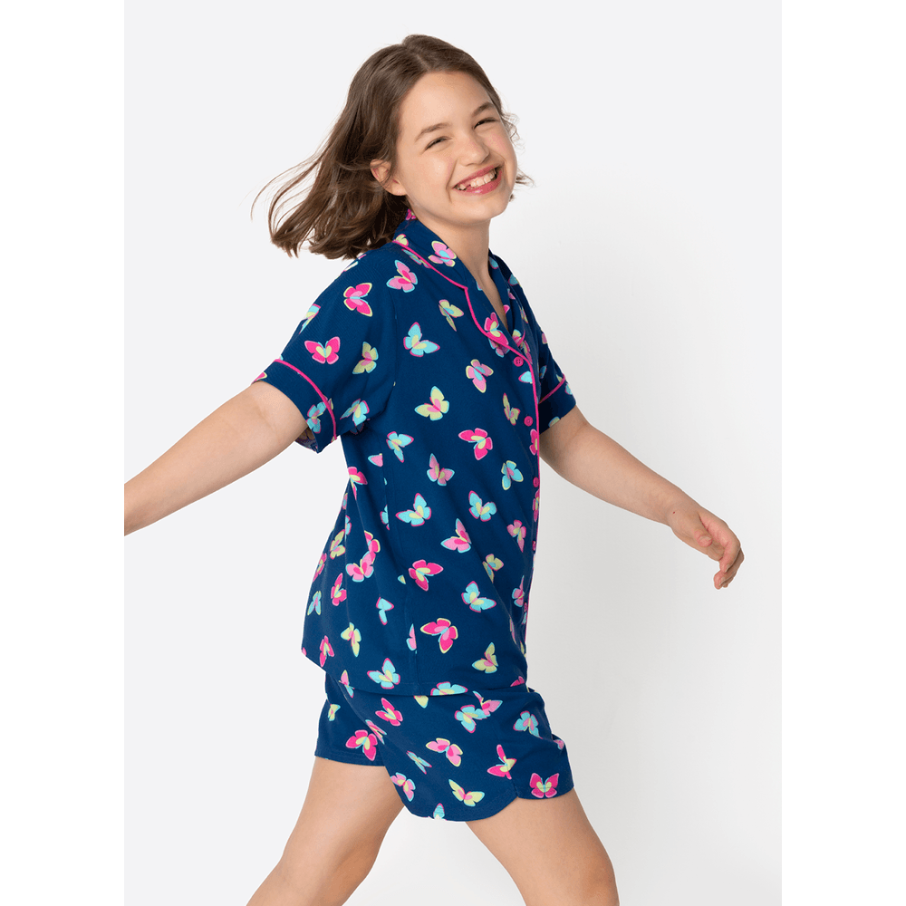 Pijama Manga Curta Viscose Menina Teen Borboletas - 3