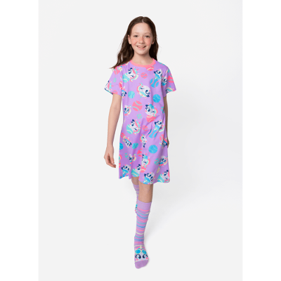 Camisola Manga Curta Algodão Menina Teen Unicórnio Tênis