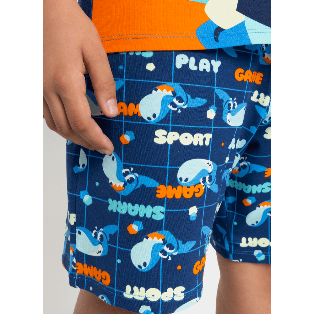 Pijama Manga Curta Viscolycra Menino Teen Tubarão Futevôlei - 4